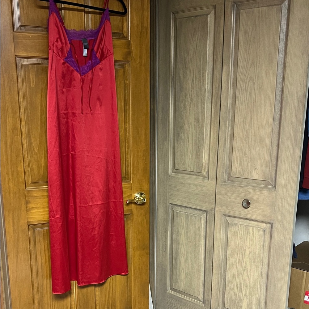 Savage X Fenty Scarlet and Violet Lace Long Chemise Nightgown - Picture 3 of 6